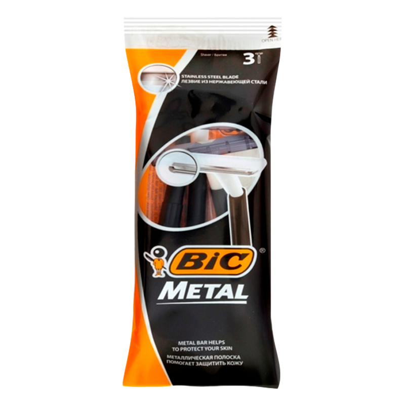 Бритва BIC "Metall" 1 лезвие пластиковая ручка 3шт. (1/10/40)