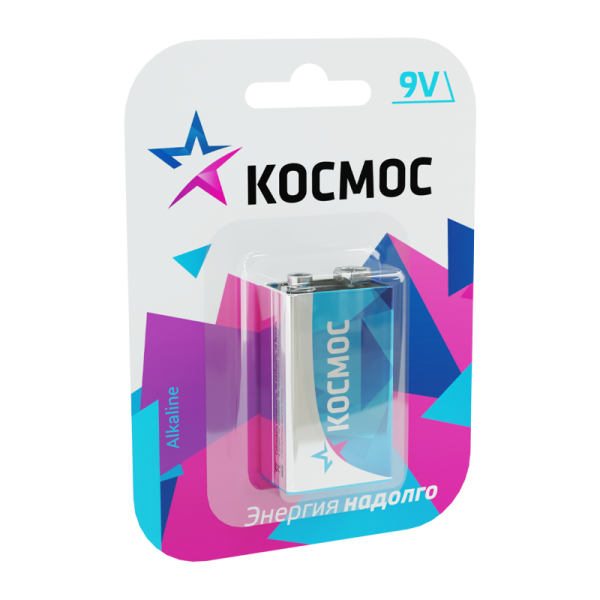 Батарейка Космос MAX Крона 6LR61 BL1 Alkaline 9V (1/12/120)