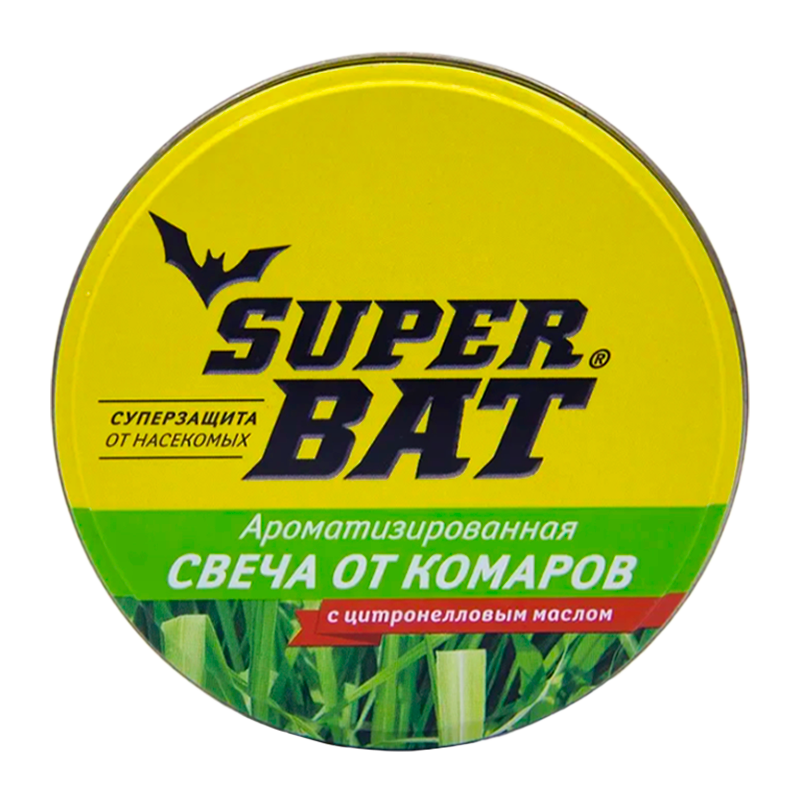 Ароматизированная свеча SuperBAT в банке 1шт. от комаров (1/24)