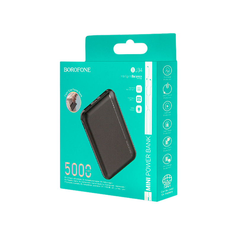 Внешний аккумулятор Borofone BJ34 5000mAh 2USB/Type-C черный (1/102)