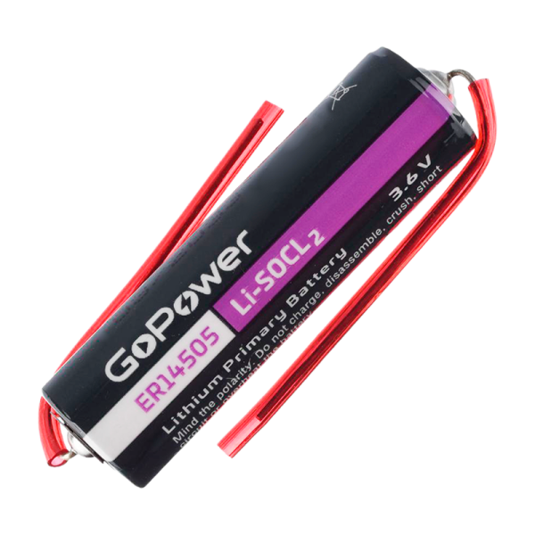 Батарейка GoPower ER14505 PC1 Li-SOCl2 3.6V 2600mAh с выводами (1/10/500)