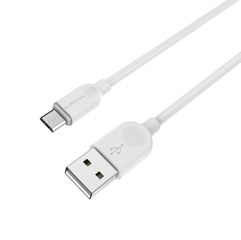 Кабель Borofone BX14 USB (m)-microUSB (m) 2.0м 2.4A ПВХ белый (1/360)