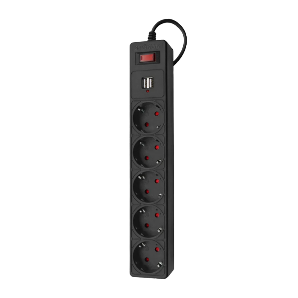 Сетевой фильтр Power Cube 5р.С/З 10A с выкл. 1.9м ПВС 3x0.75мм² белый (1/27)