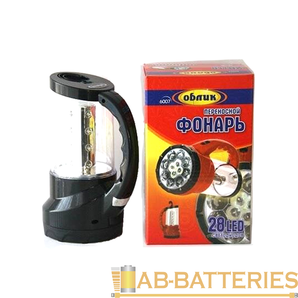 Фонарь туристический Облик 6007 28LED от аккумулятора черный