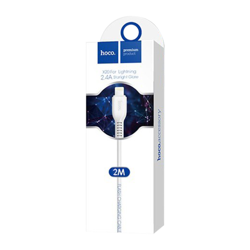Кабель HOCO X20 USB (m)-Lightning (m) 2.0м 2.0A ПВХ белый (1/30/300)