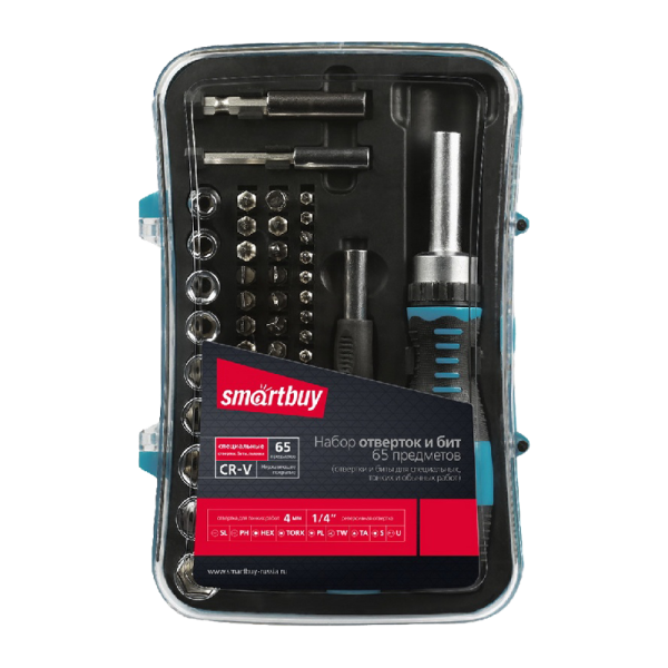 Отвертка Smartbuy ONE Tools с набором насадок 65 предметов CR-V (1/18)