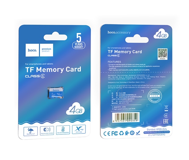 Карта памяти microSD HOCO 4GB Class6 40 МБ/сек