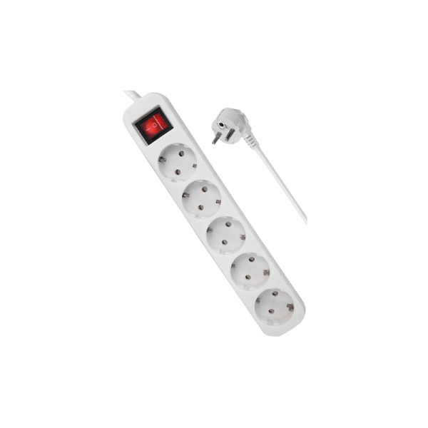 Удлинитель Defender S550 5р.С/З 10A 5.0м с выкл. белый (1/30)