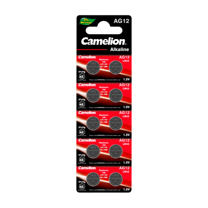 Батарейка Camelion G12/LR1142/LR43/386A/186 BL10 Alkaline 1.5V (10/100/3600)