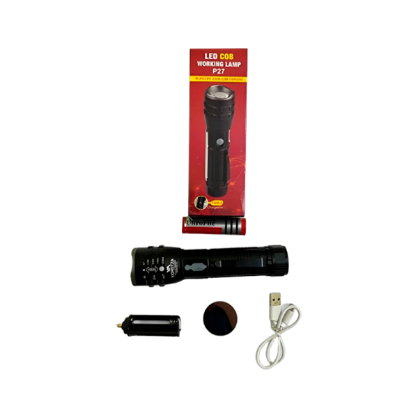 Фонарь универсальный Без бренда P27 от аккумулятора ZOOM черный