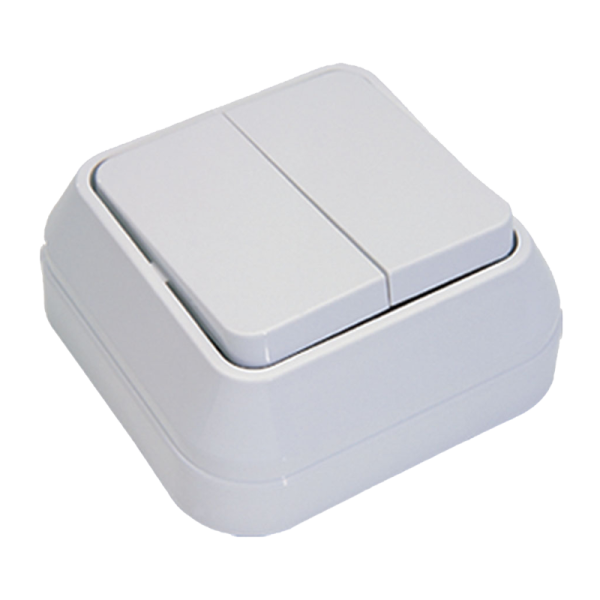 Выключатель Makel Siva Ustu 2-клав.10A пластик накладной белый 45103 (1/10)