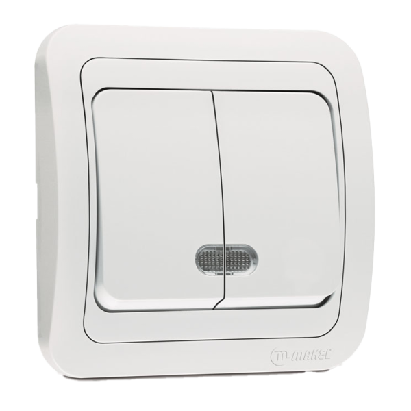 Выключатель Makel Light Mimoza 2-клав.10A пластик белый 12023 (1/12)