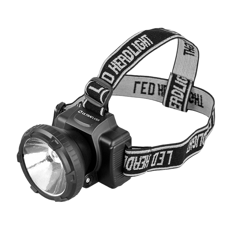 Фонарь налобный Ultraflash LED5364 0.5W 1LED от аккумулятора 2 режима черный (1/5/100)