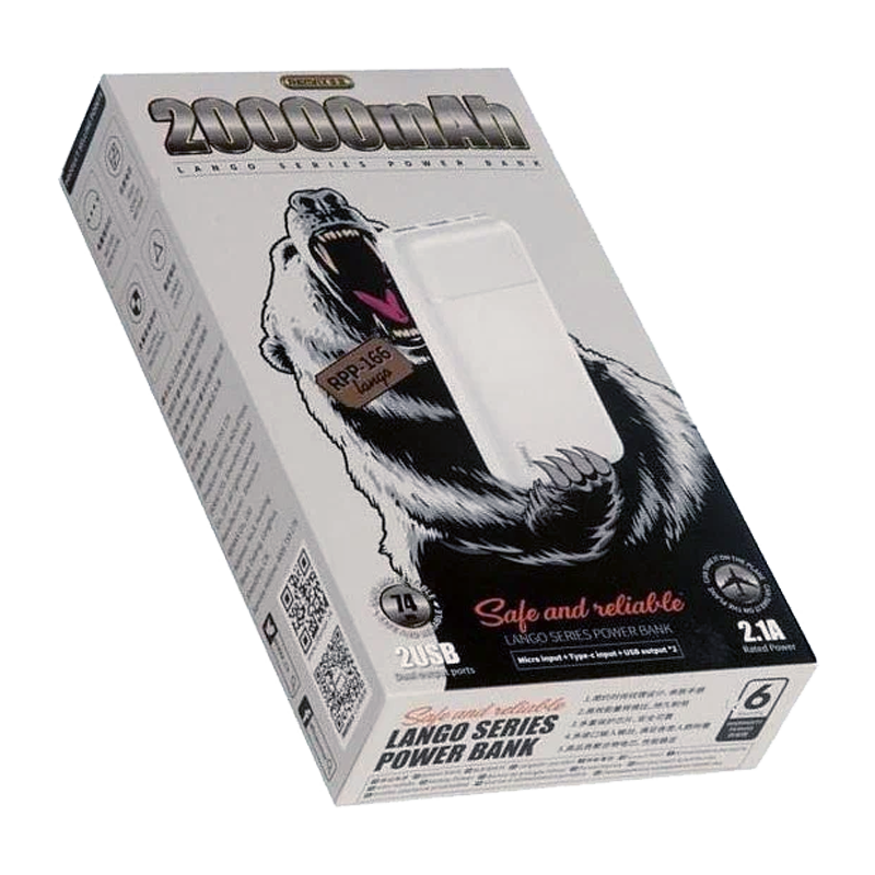 Внешний аккумулятор Remax RPP-166 20000mAh 2.1A 2USB/Type-C белый (1/16)