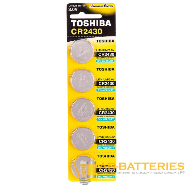 Батарейка Toshiba CR2430 BL5 Lithium 3V (5/100/12000)