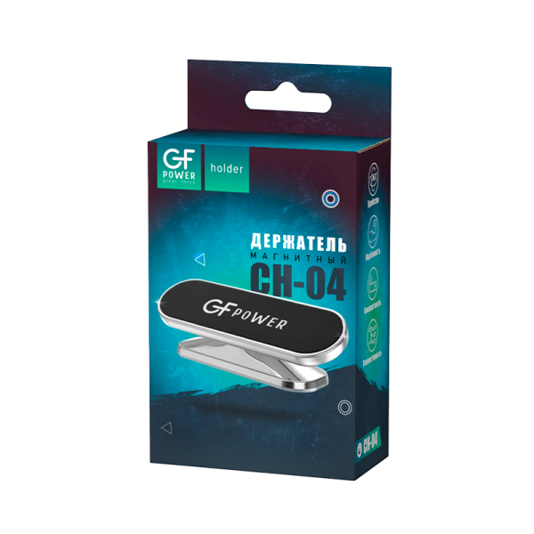 Держатель автомобильный GFPower CH-04 клеевая основа поворотный магнит серебряный (1/300)
