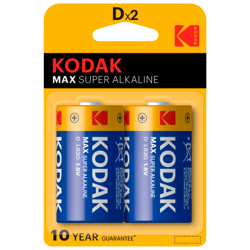 Батарейка Kodak MAX LR20 D BL2 Alkaline 1.5V (2/20/100/3200)