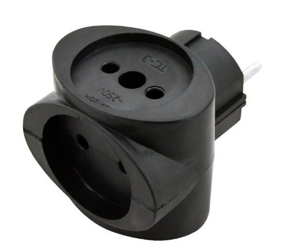 Разветвитель Без бренда 3р.Б/З 6A черный (1/200)