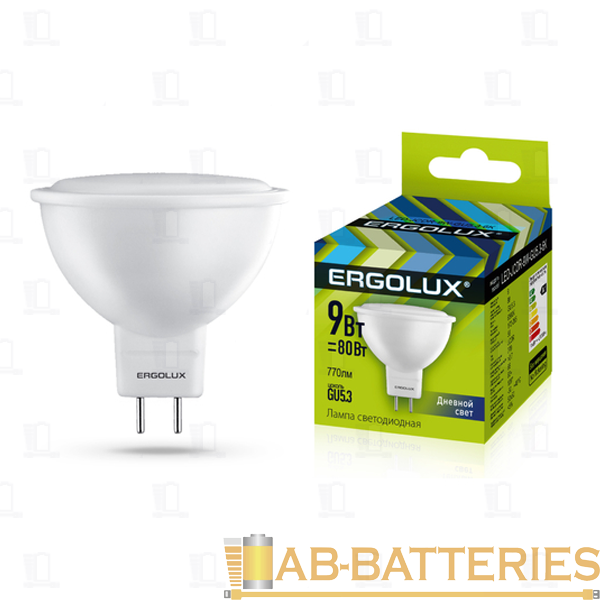 Лампа светодиодная Ergolux JCDR GU5.3 9W 6500К 172-265V софит (1/10/100)