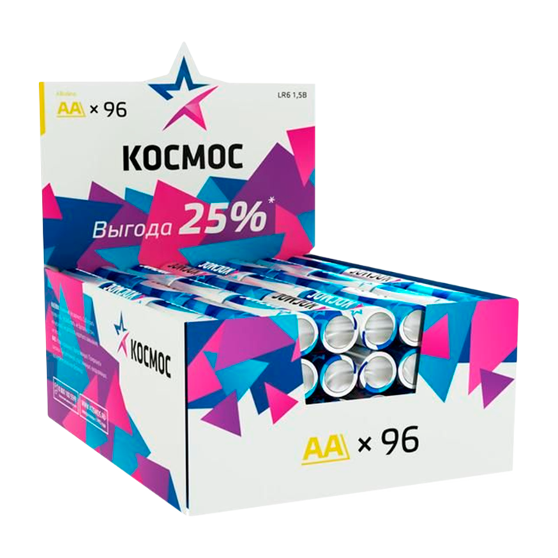 *Батарейка Космос LR6 AA Shrink 4 Alkaline 1.5V (96/384) 