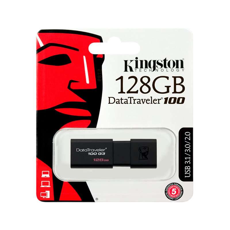Флеш-накопитель Kingston DataTraveler 100 G3 128GB USB3.0 пластик черный