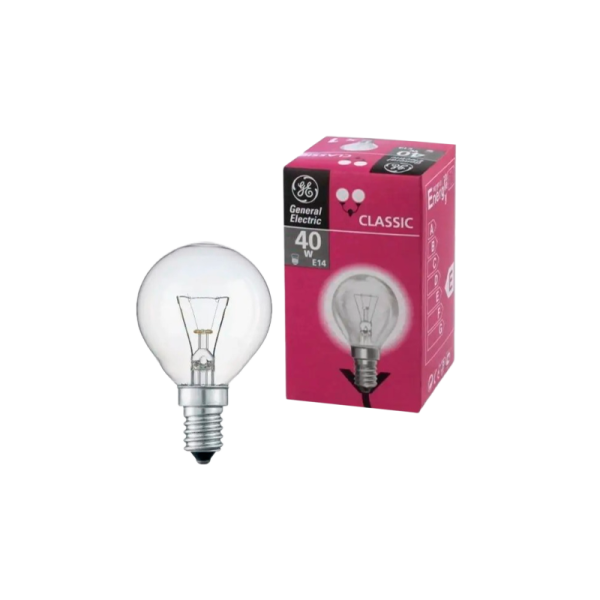 Лампа накаливания General Electric E14 40W 230V шар 45мм прозрачная