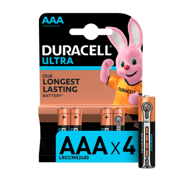 Батарейка Duracell ULTRA POWER LR03 AAA BL4 Alkaline 1.5V (4/40/42000)