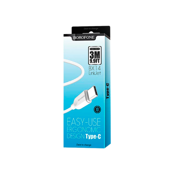 Кабель Borofone BX14 USB (m)-Type-C (m) 1.0м 2.0A ПВХ белый (1/360)
