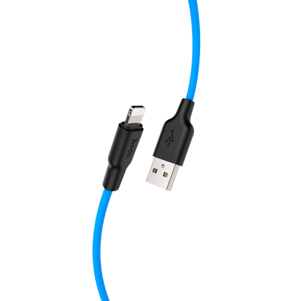 Кабель HOCO X21 Plus USB (m)-Lightning (m) 1.0м 2.4A силикон черный синий (1/28/168)