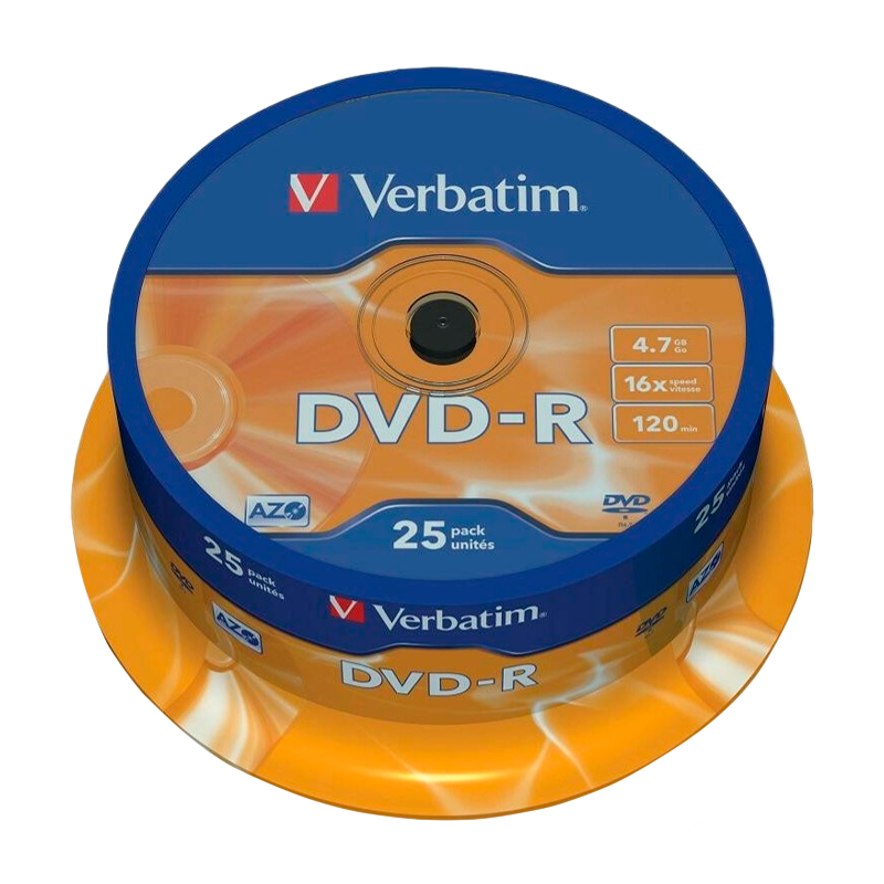 Диск DVD-R Verbatim 4.7GB 16x 25шт. cake box (25/200)