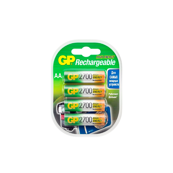 Аккумулятор бытовой GP HR6 AA BL4 NI-MH 2700mAh в пластиковой упаковке (4/40/400) R