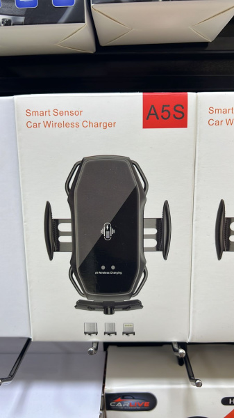 Держатель автомобильный Без бренда A5S в воздуховод беспр. зар. Qi серебряный (1/50)