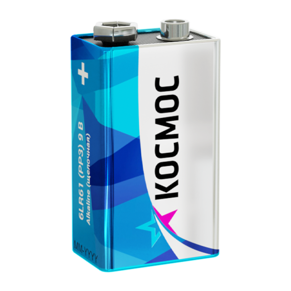 Батарейка Космос Крона 6LR61 Shrink 1 Alkaline 9V (1/12/240)