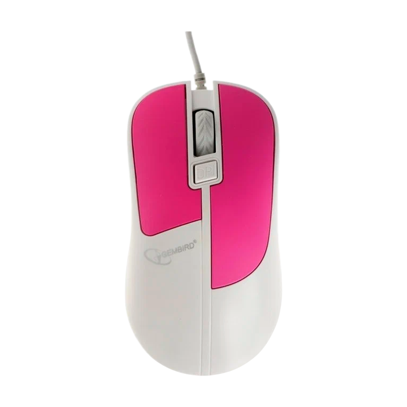 Мышь проводная Gembird MOP-410-O классическая USB белый фуксия (1/100)