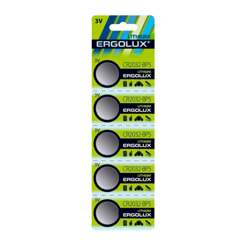 Батарейка Ergolux CR2032 BL5 Lithium 3V (5/100/2000)