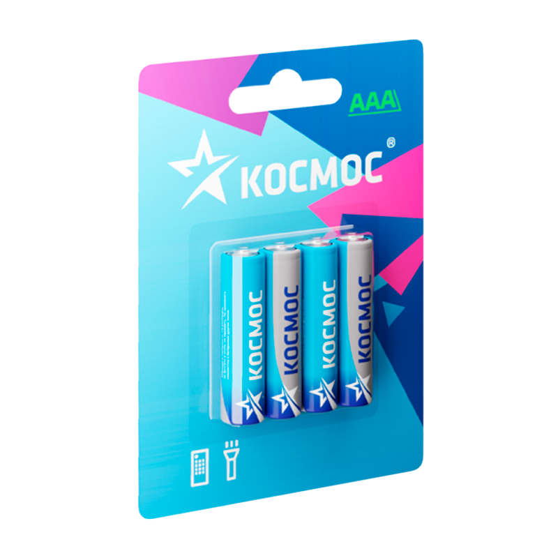 *Батарейка Космос R03 AAA BL4 Zinc Carbon 1.5V (4/60/960) 