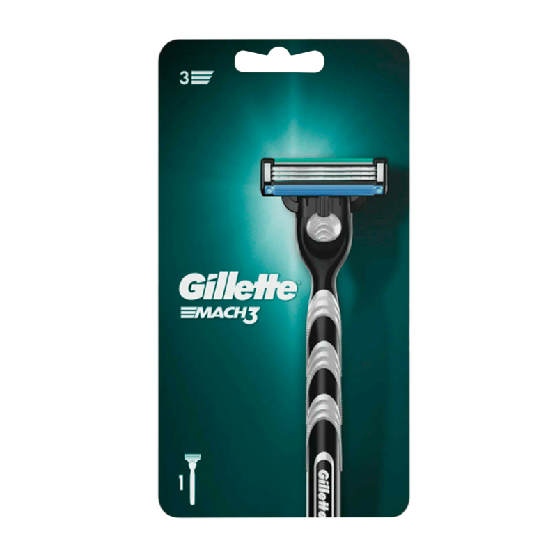 Бритва Gillette MACH3 3 лезвия 1 кассета пластиковая ручка ENG (1/6)