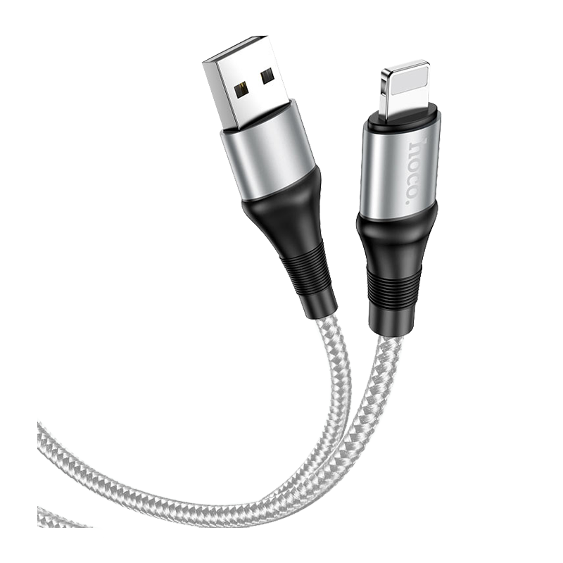 Кабель HOCO X50 USB (m)-Lightning (m) 1.0м 2.4A нейлон серый (1/31/310)