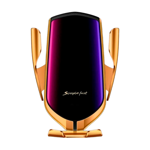 Держатель автомобильный Без бренда R1 в воздуховод беспр. зар. Qi золотой (1/50)