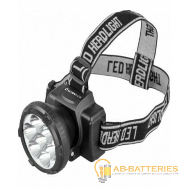 Фонарь налобный Ultraflash LED5362 0.9W 7LED от батареек 2 режима черный (1/5/100)