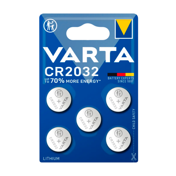 Батарейка Varta ELECTRONICS CR2032 BL5 Lithium 3V (6032) (5/50/500)