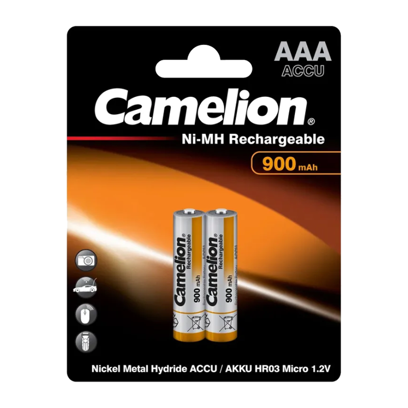 Аккумулятор бытовой Camelion HR03 AAA BL2 NI-MH 900mAh (2/24/480)