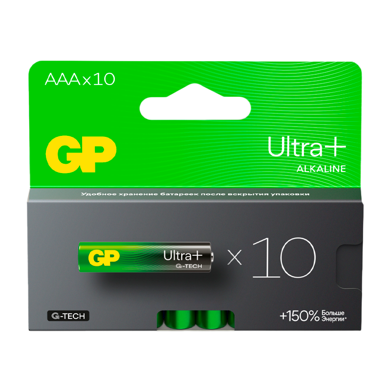Батарейка GP ULTRA PLUS G-tech LR03 AAA BL10 Alkaline 1.5V (10/100/800)