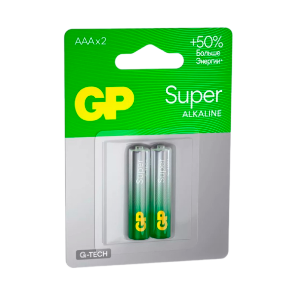 Батарейка GP Super G-Tech LR03 AAA BL2 Alkaline 1.5V (2/20/160)