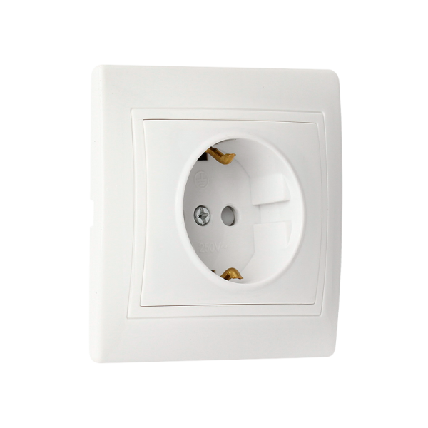 Розетка Smartbuy 1-местная с заземлением 16А белая с защ. штор. "Венера"