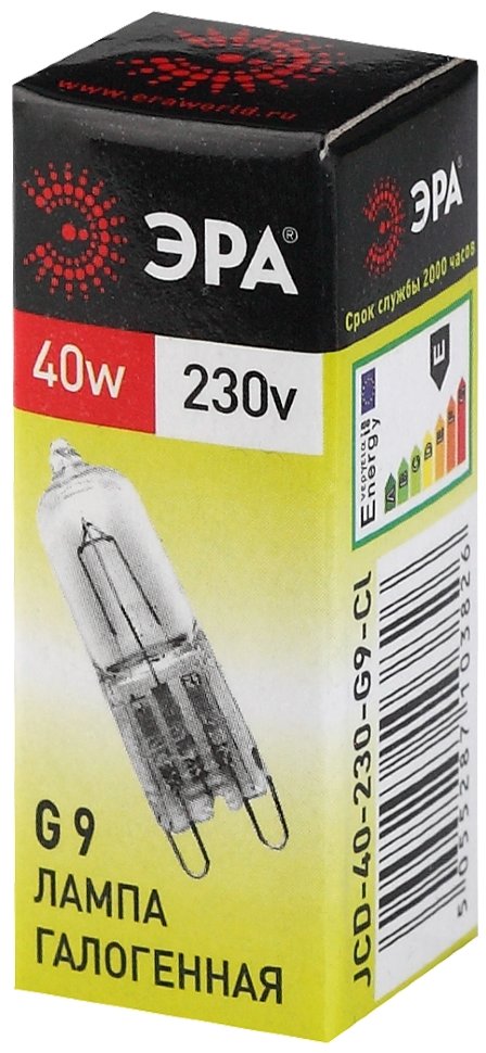 Лампа галогенная ЭРА JCD G9 40W 3000К 230V капсула прозрачная