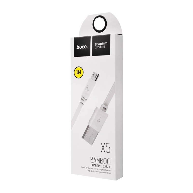 Кабель HOCO X5 USB (m)-microUSB (m) 1.0м 2.4A ПВХ белый (1/30/300)
