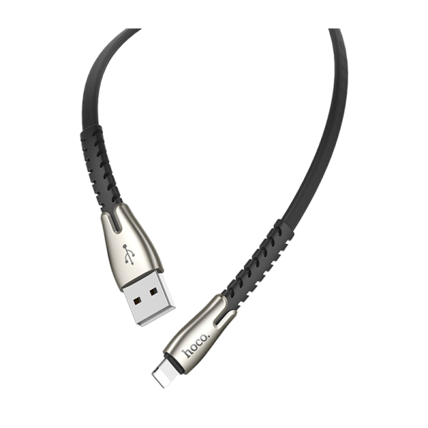 Кабель HOCO U58 USB (m)-Lightning (m) 1.2м 2.4A TPE черный (1/30/300)