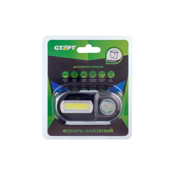 Фонарь налобный Старт LOE 501-C1 3W COB от батареек IP44 черный (1/10/120)