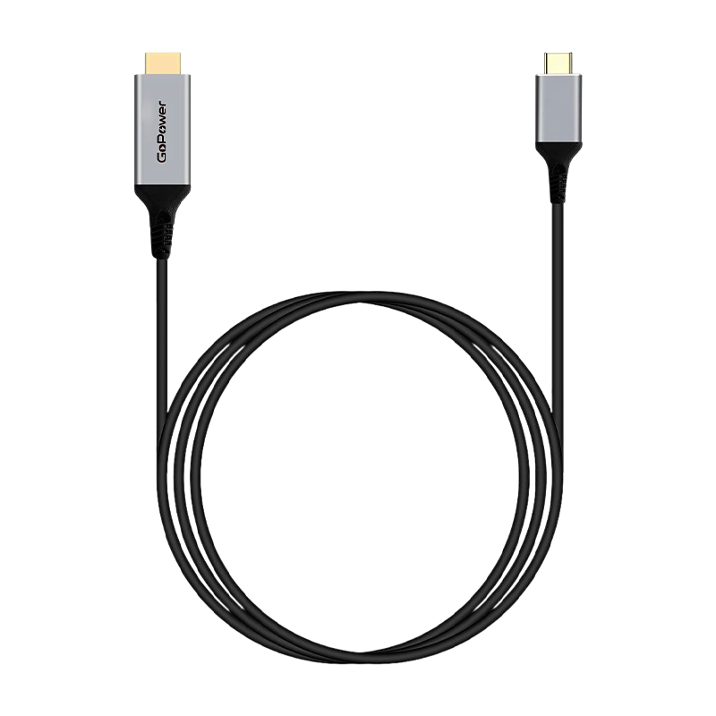 Кабель GoPower Type-C (m)-HDMI (m) 2.0м ПВХ 4K 60Hz черный Premium Zip-Lock c подвесом (1/100)